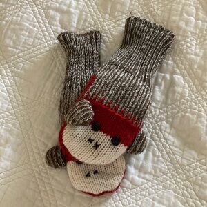 Adorable Monkey Knit Mittens for Adults - Red and Brown